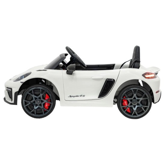 JOKO Elektrické autíčko Porsche Spyder RS 718, Displej MP4, Kožené sedadlo, penové kolesá, FM rádio, biele