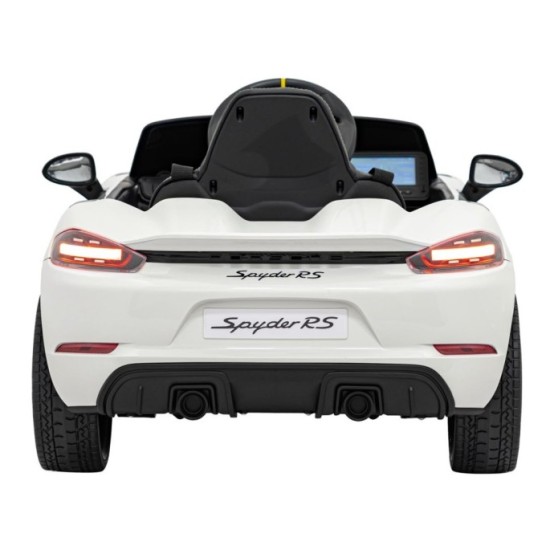 JOKO Elektrické autíčko Porsche Spyder RS 718, Displej MP4, Kožené sedadlo, penové kolesá, FM rádio, biele