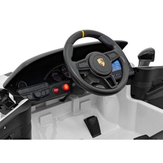 JOKO Elektrické autíčko Porsche Spyder RS 718, Displej MP4, Kožené sedadlo, penové kolesá, FM rádio, biele