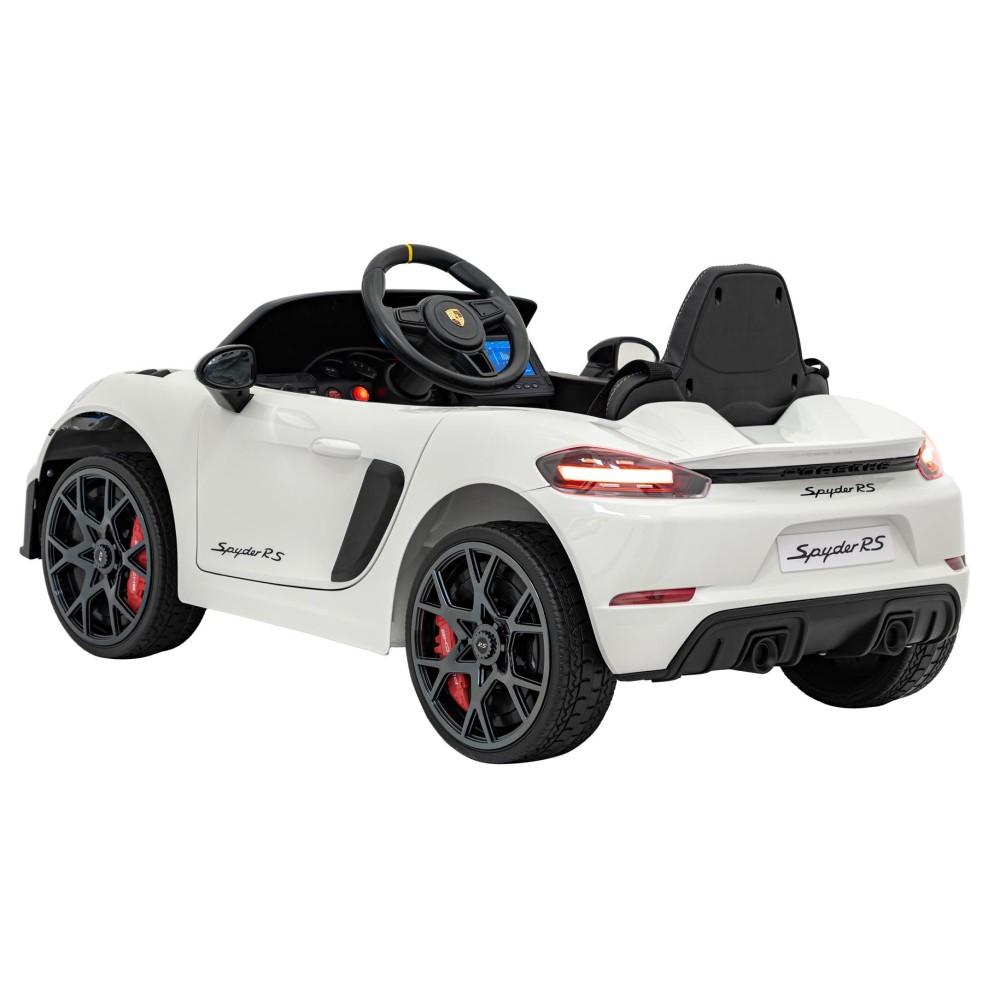 JOKO Elektrické autíčko Porsche Spyder RS 718, Displej MP4, Kožené sedadlo, penové kolesá, FM rádio, biele
