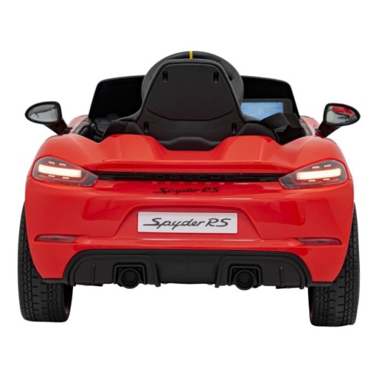JOKO Elektrické autíčko Porsche Spyder RS 718, Displej MP4, Kožené sedadlo, penové kolesá, FM rádio, červené