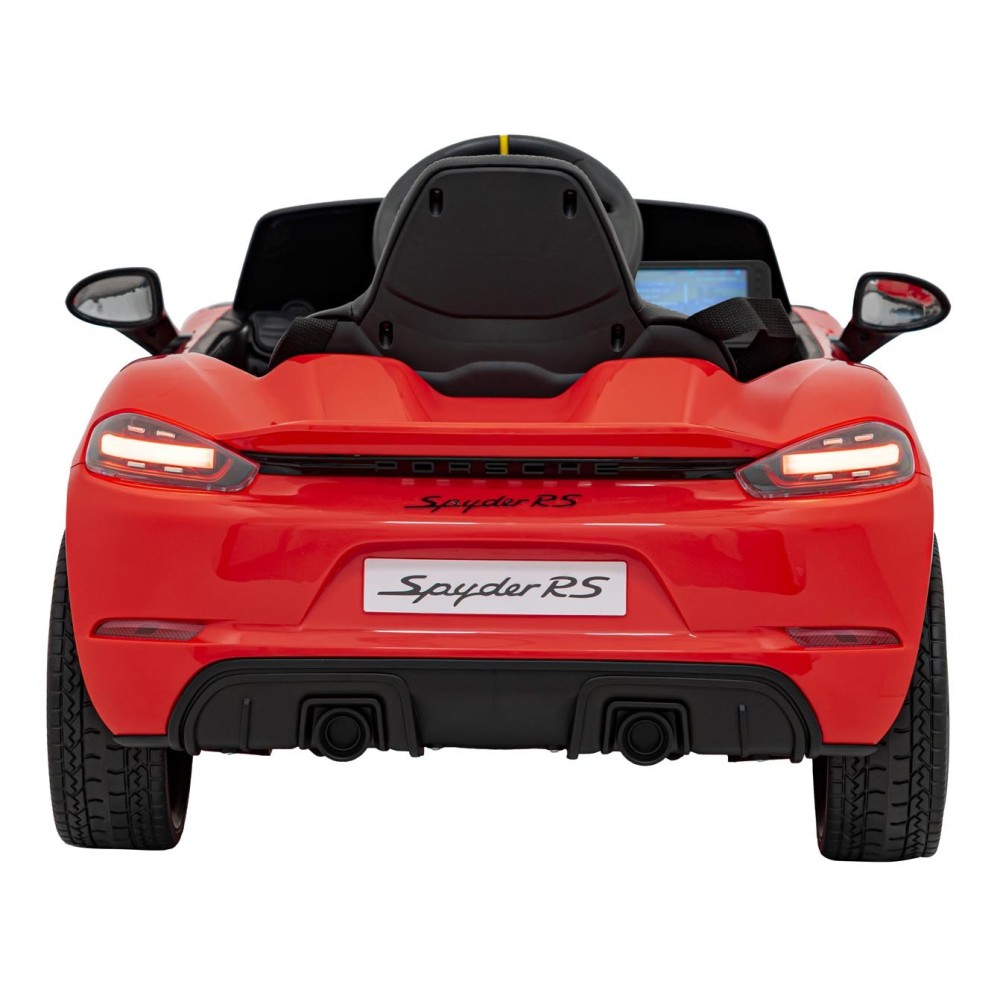JOKO Elektrické autíčko Porsche Spyder RS 718, Displej MP4, Kožené sedadlo, penové kolesá, FM rádio, červené