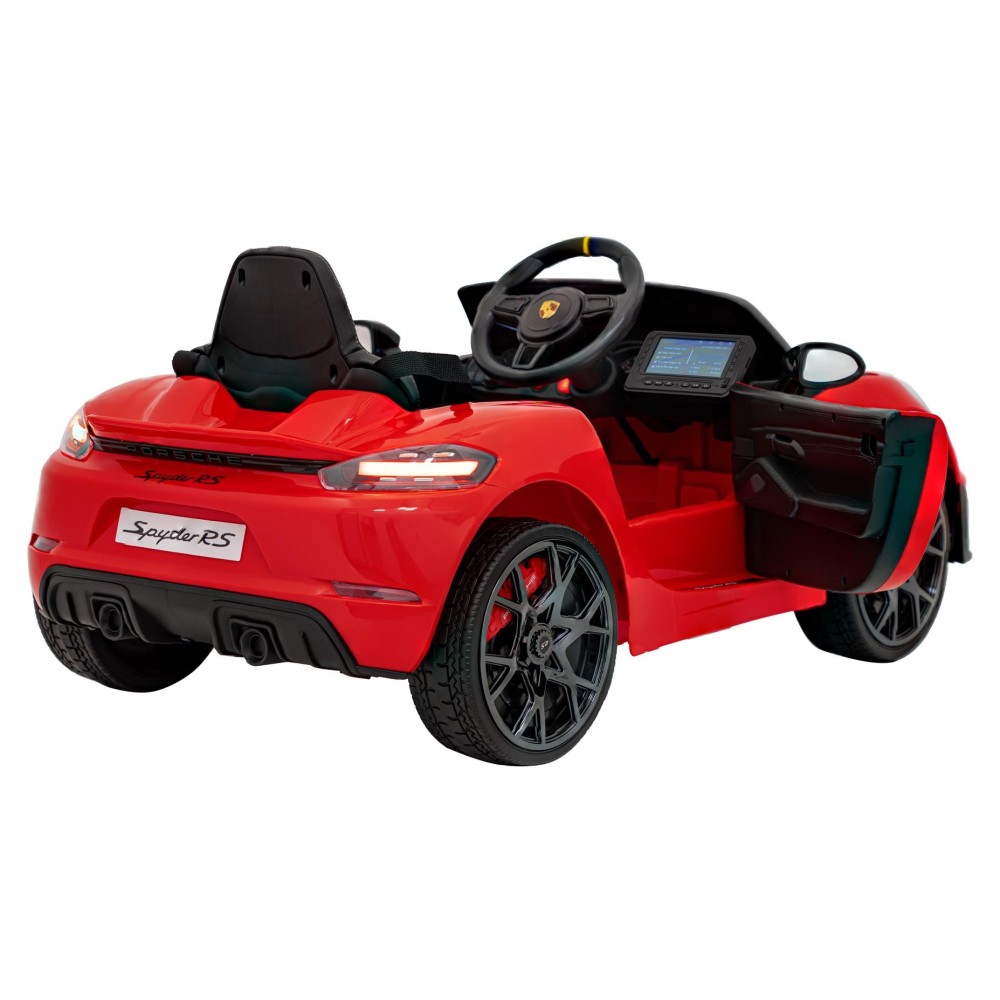 JOKO Elektrické autíčko Porsche Spyder RS 718, Displej MP4, Kožené sedadlo, penové kolesá, FM rádio, červené