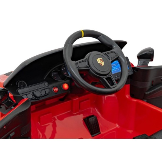 JOKO Elektrické autíčko Porsche Spyder RS 718, Displej MP4, Kožené sedadlo, penové kolesá, FM rádio, červené