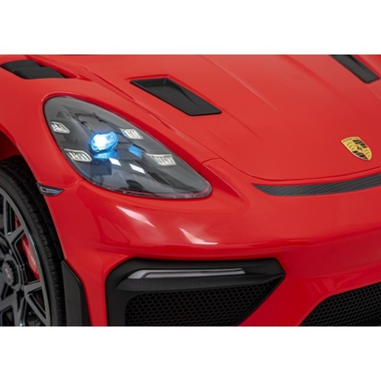 JOKO Elektrické autíčko Porsche Spyder RS 718, Displej MP4, Kožené sedadlo, penové kolesá, FM rádio, červené