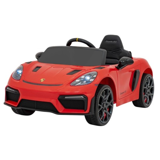 JOKO Elektrické autíčko Porsche Spyder RS 718, Displej MP4, Kožené sedadlo, penové kolesá, FM rádio, červené