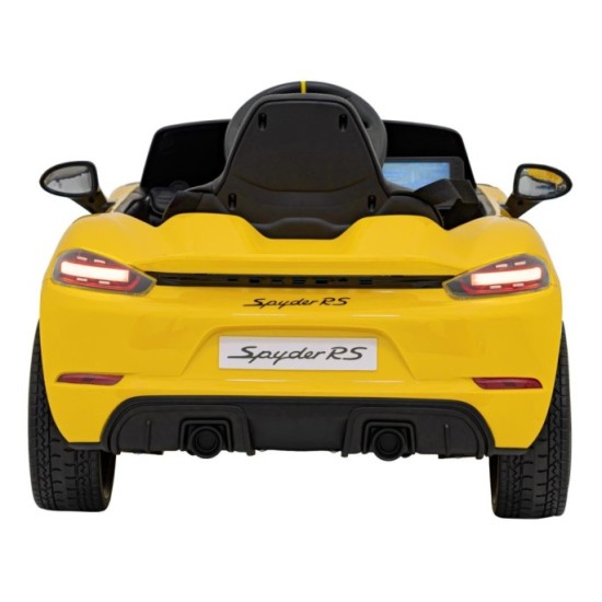 JOKO Elektrické autíčko Porsche 718, Displej MP4, Kožené sedadlo, penové kolesá, FM rádio, žlté