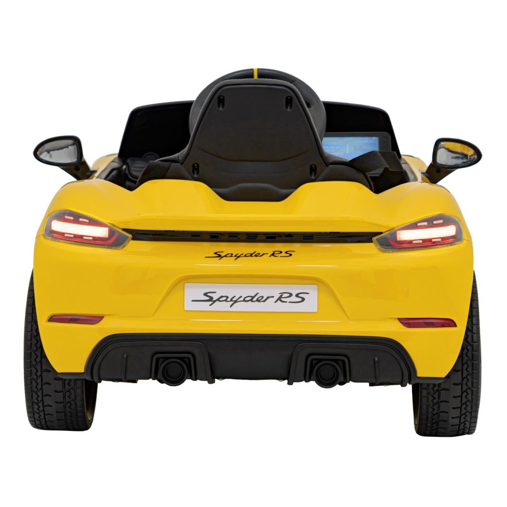 JOKO Elektrické autíčko Porsche 718, Displej MP4, Kožené sedadlo, penové kolesá, FM rádio, žlté