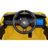 JOKO Elektrické autíčko Porsche 718, Displej MP4, Kožené sedadlo, penové kolesá, FM rádio, žlté