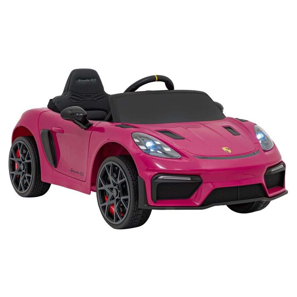 JOKO Elektrické autíčko Porsche Spyder RS 718, Displej MP4, Kožené sedadlo, penové kolesá, FM rádio, ružové