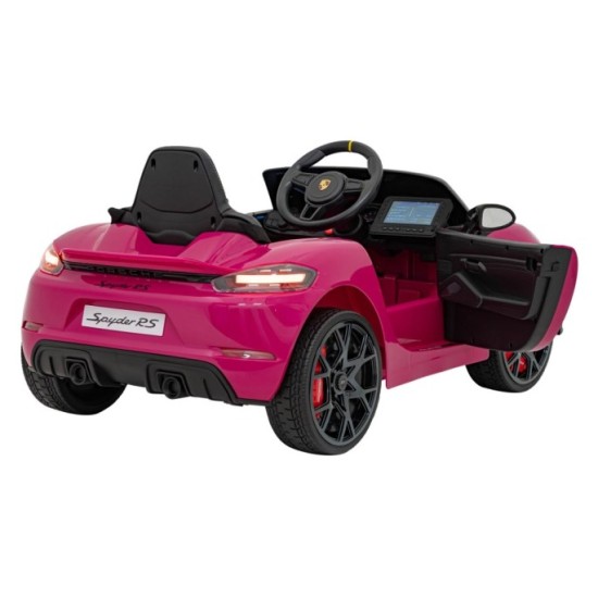 JOKO Elektrické autíčko Porsche Spyder RS 718, Displej MP4, Kožené sedadlo, penové kolesá, FM rádio, ružové