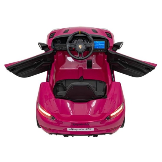 JOKO Elektrické autíčko Porsche Spyder RS 718, Displej MP4, Kožené sedadlo, penové kolesá, FM rádio, ružové