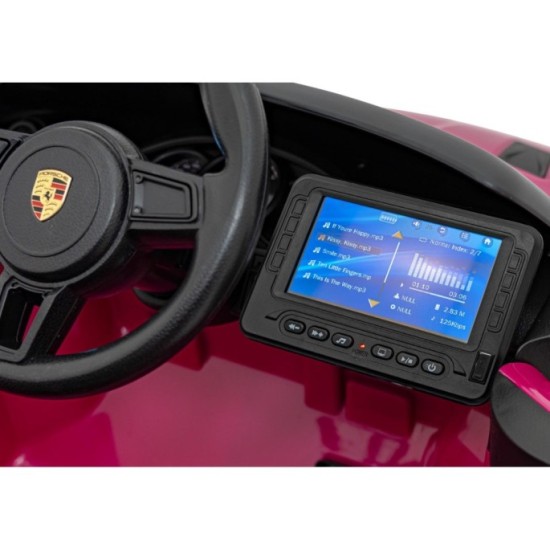 JOKO Elektrické autíčko Porsche Spyder RS 718, Displej MP4, Kožené sedadlo, penové kolesá, FM rádio, ružové