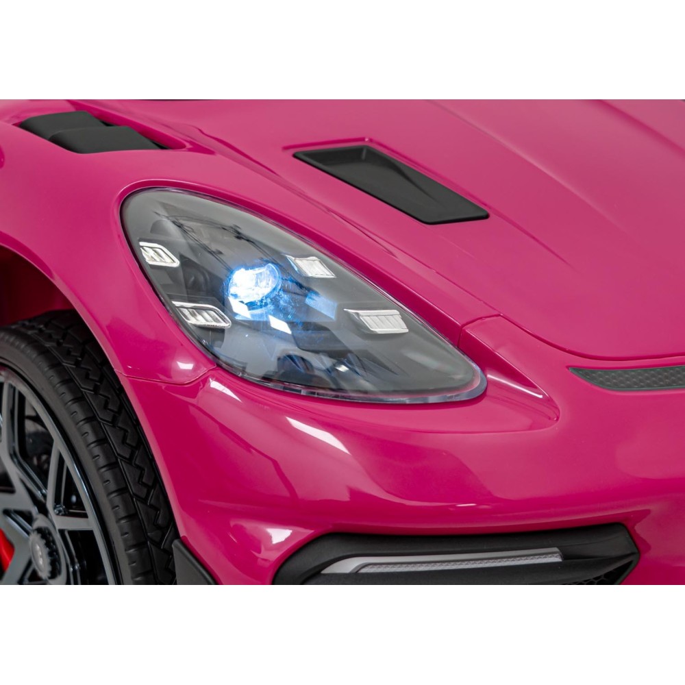 JOKO Elektrické autíčko Porsche Spyder RS 718, Displej MP4, Kožené sedadlo, penové kolesá, FM rádio, ružové