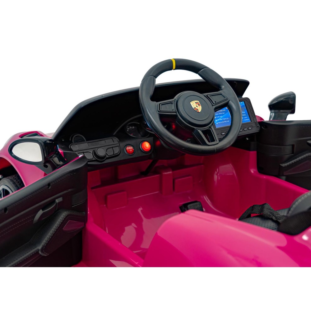 JOKO Elektrické autíčko Porsche Spyder RS 718, Displej MP4, Kožené sedadlo, penové kolesá, FM rádio, ružové