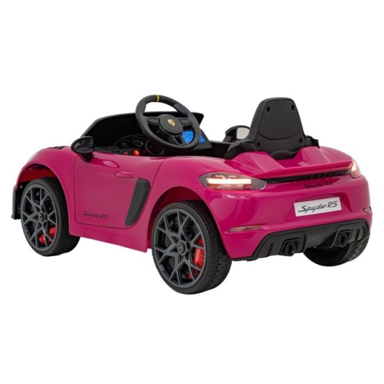 JOKO Elektrické autíčko Porsche Spyder RS 718, Displej MP4, Kožené sedadlo, penové kolesá, FM rádio, ružové