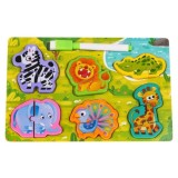 JOKO Detská Drevená Obojstranná Tabuľa s Puzzle Safari Zvieratká