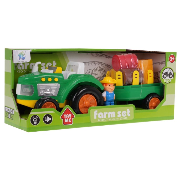 JOKO Traktor s Vlečkou + Farmár, so svetlom a zvukom na batérie