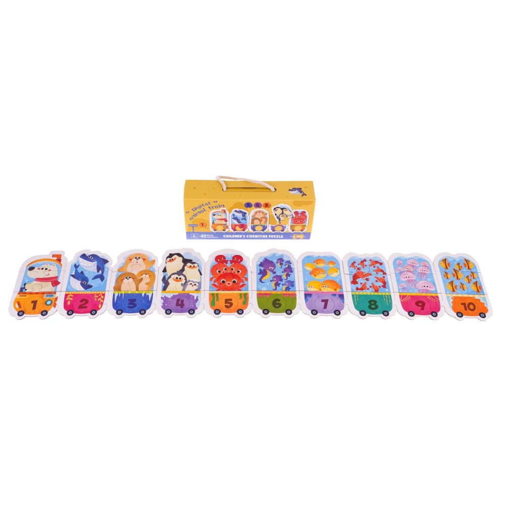 JOKO Detské Puzzle s Číslami, Vagóny so Zvieratkami