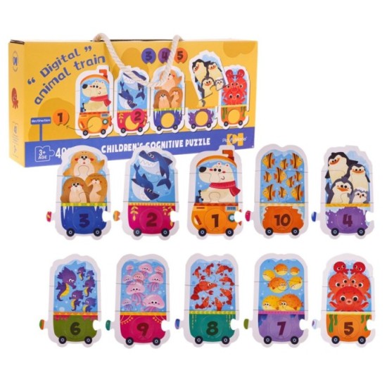 JOKO Detské Puzzle s Číslami, Vagóny so Zvieratkami