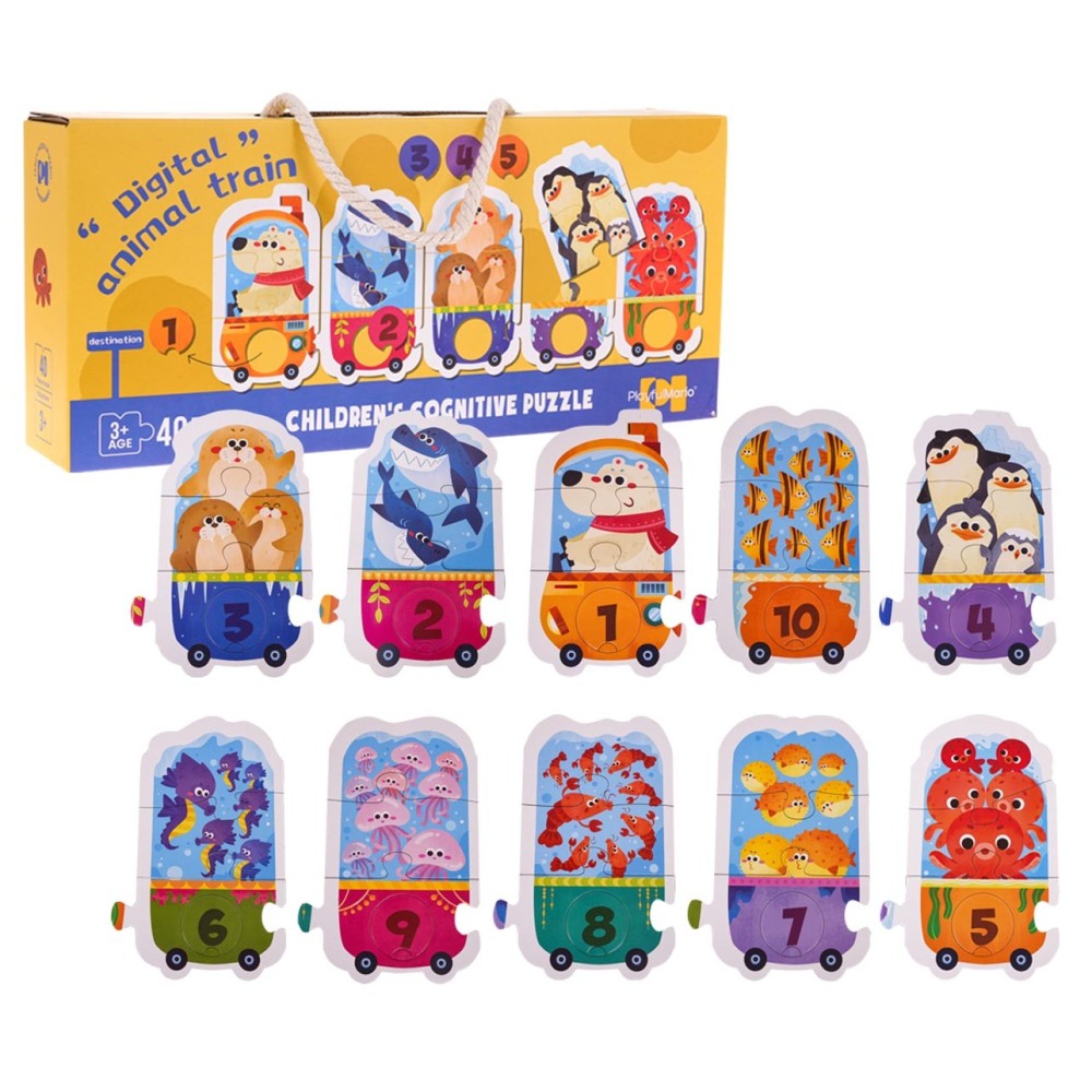 JOKO Detské Puzzle s Číslami, Vagóny so Zvieratkami