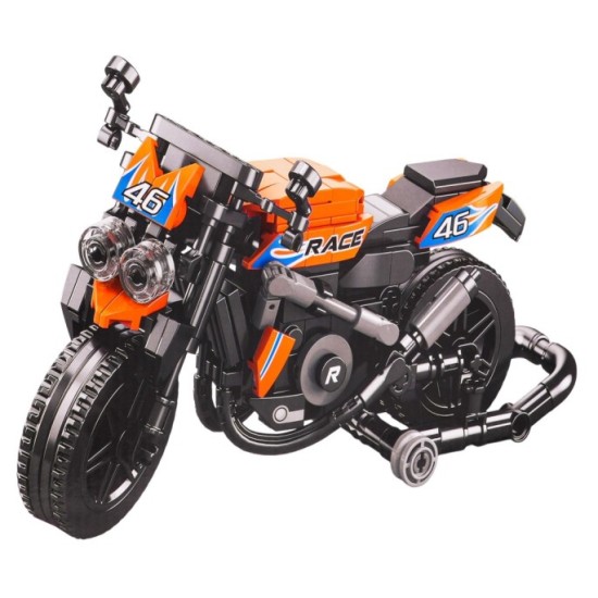 JOKO Technická Stavebnica Motorka s Prilbou 403ks, oranžová