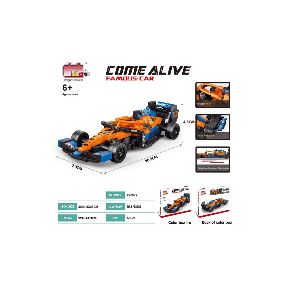 JOKO Technická Stavebnica Formula Bolid F1 278ks, oranžová