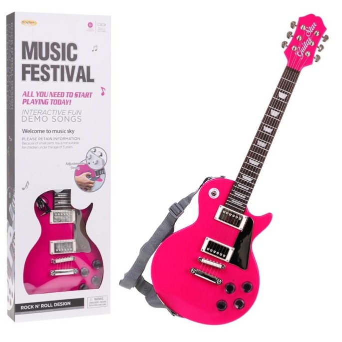 JOKO Detská Elektrická Gitara s mikrofónom, ružová