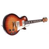 JOKO Detská Elektrická Gitara s Kombom so Svetlom, mikrofón na stojane, imitácia dreva, hnedá