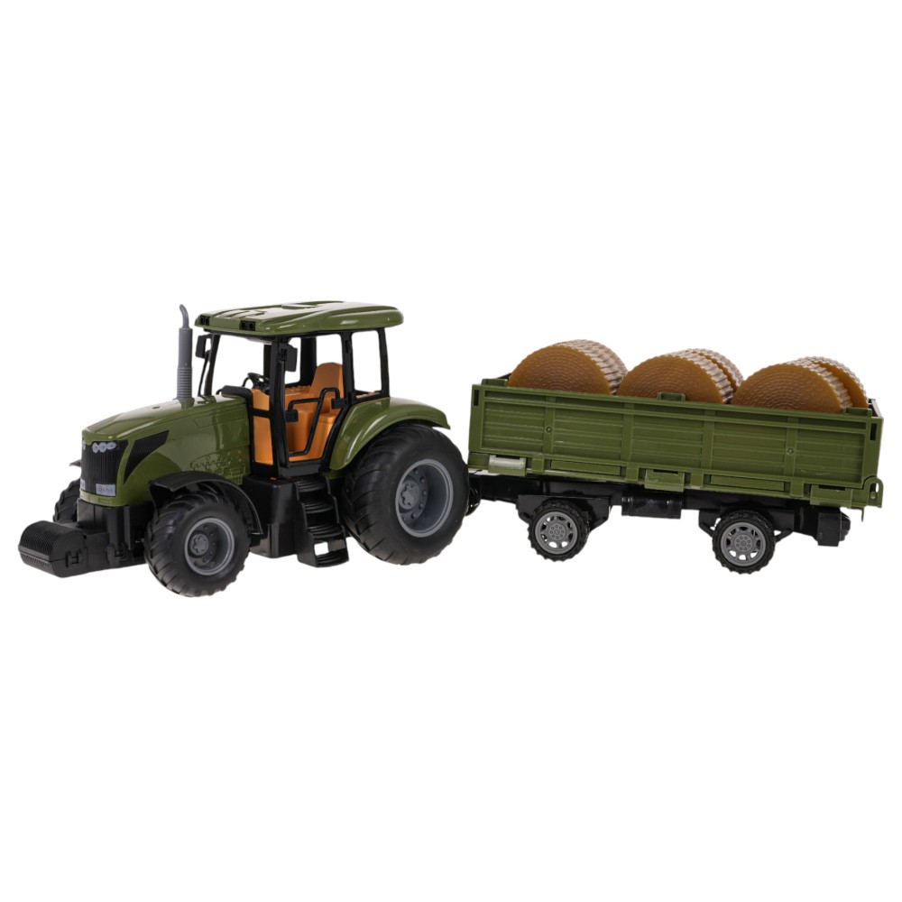 JOKO RC Traktor s vlečkou na diaľkové ovládanie + seno, zelený