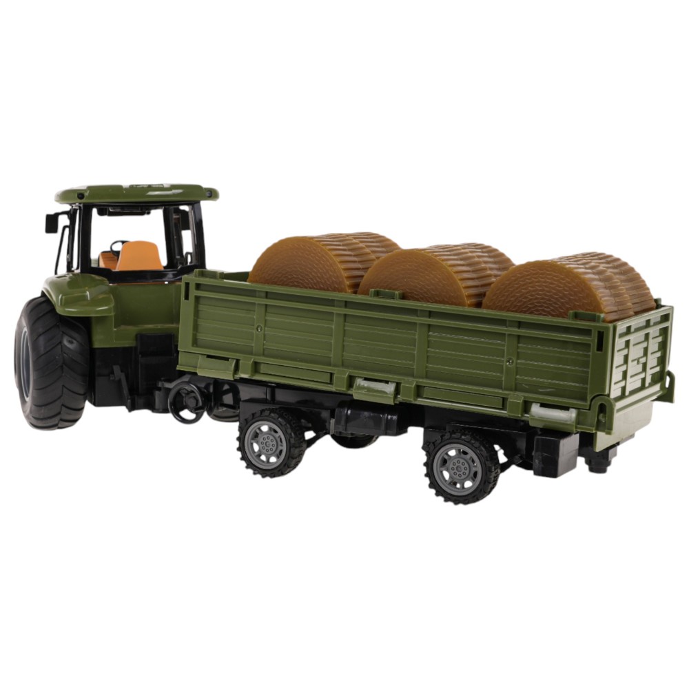 JOKO RC Traktor s vlečkou na diaľkové ovládanie + seno, zelený