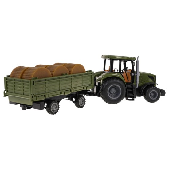 JOKO RC Traktor s vlečkou na diaľkové ovládanie + seno, zelený