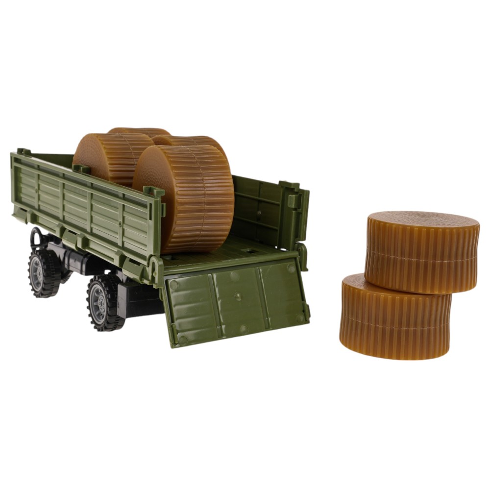JOKO RC Traktor s vlečkou na diaľkové ovládanie + seno, zelený