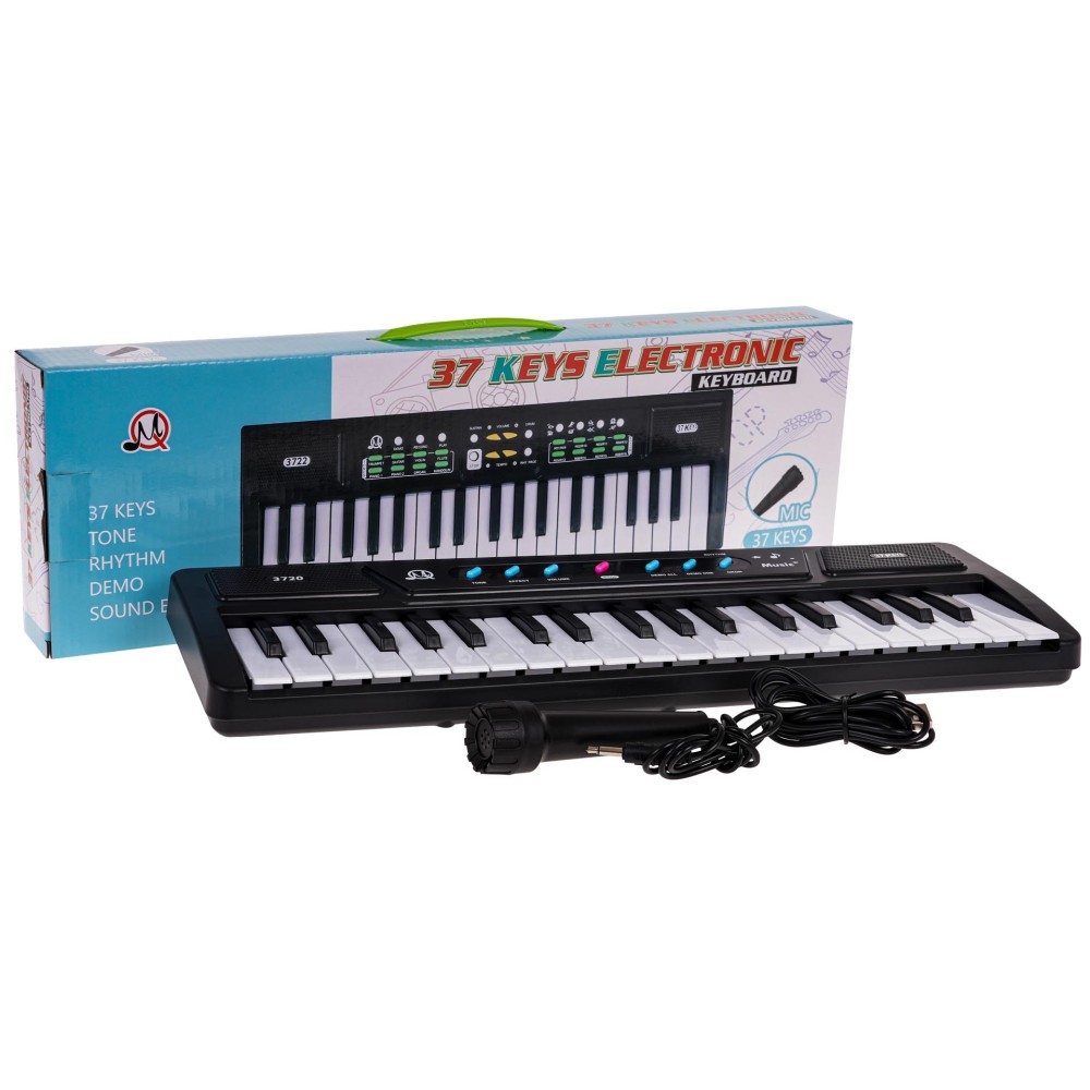 JOKO Detské Klávesy MQ-3720 s mikrofónom + USB kábel, čierne
