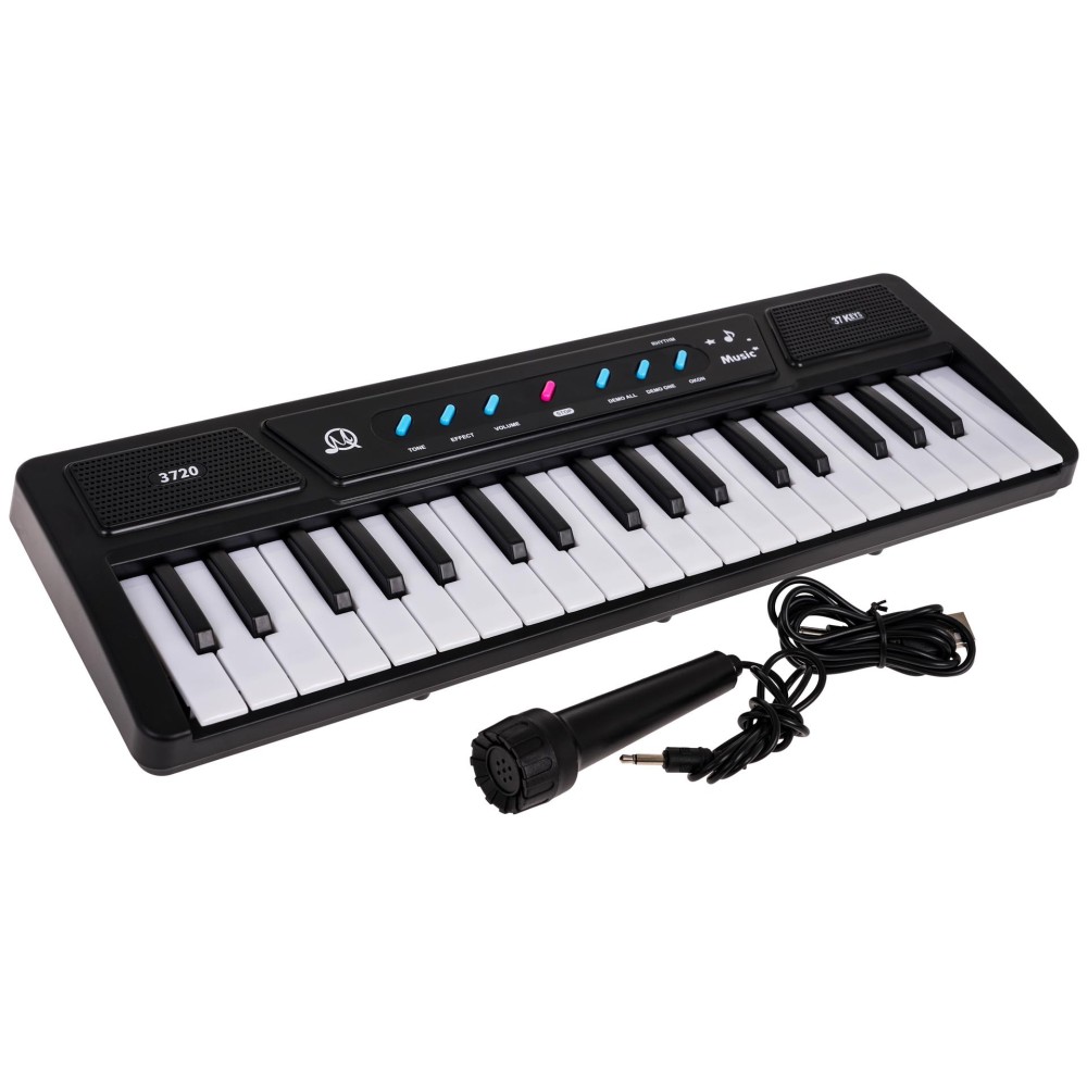 JOKO Detské Klávesy MQ-3720 s mikrofónom + USB kábel, čierne