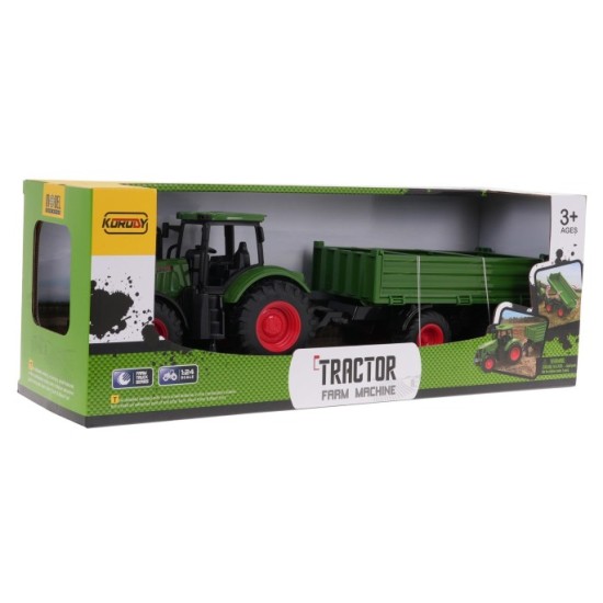 JOKO RC Traktor s Vyklápacou vlečkou na diaľkové ovládanie, zelený