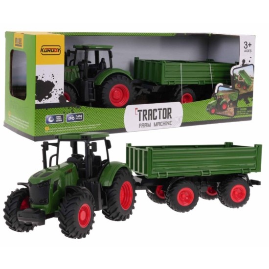 JOKO RC Traktor s Vyklápacou vlečkou na diaľkové ovládanie, zelený