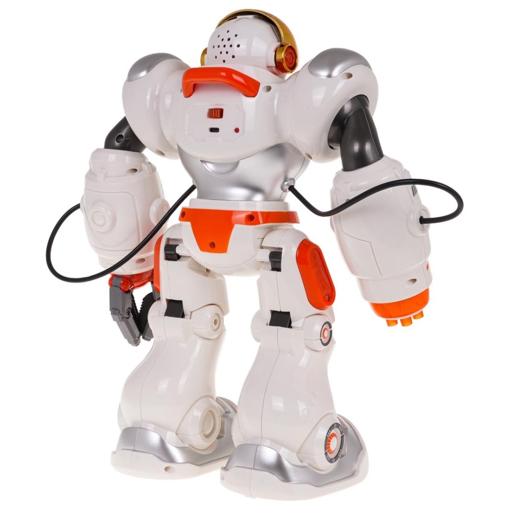 JOKO RC Interaktívny Robot na diaľkové ovládanie s Vystreľovačom Šípov, bielo-oranžový