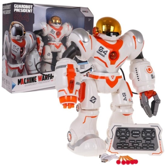 JOKO RC Interaktívny Robot na diaľkové ovládanie s Vystreľovačom Šípov, bielo-oranžový