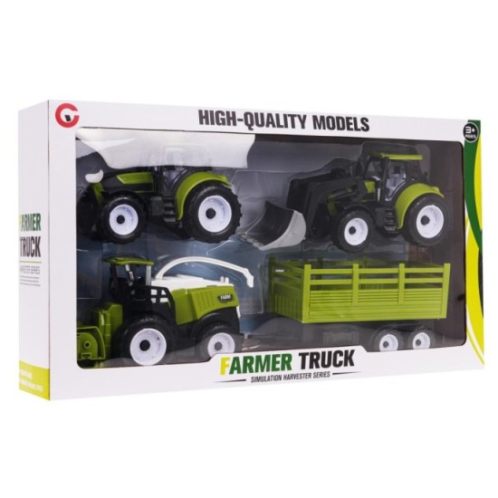 JOKO Sada Traktor s vlečkou, Kombajn, Traktor s Čelným Nakladačom 4v1