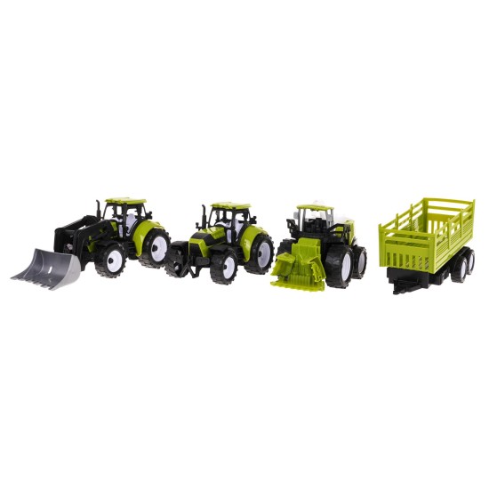 JOKO Sada Traktor s vlečkou, Kombajn, Traktor s Čelným Nakladačom 4v1