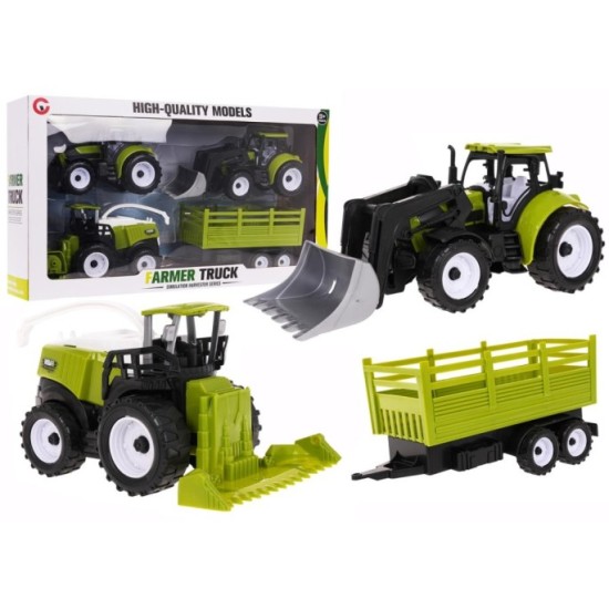 JOKO Sada Traktor s vlečkou, Kombajn, Traktor s Čelným Nakladačom 4v1