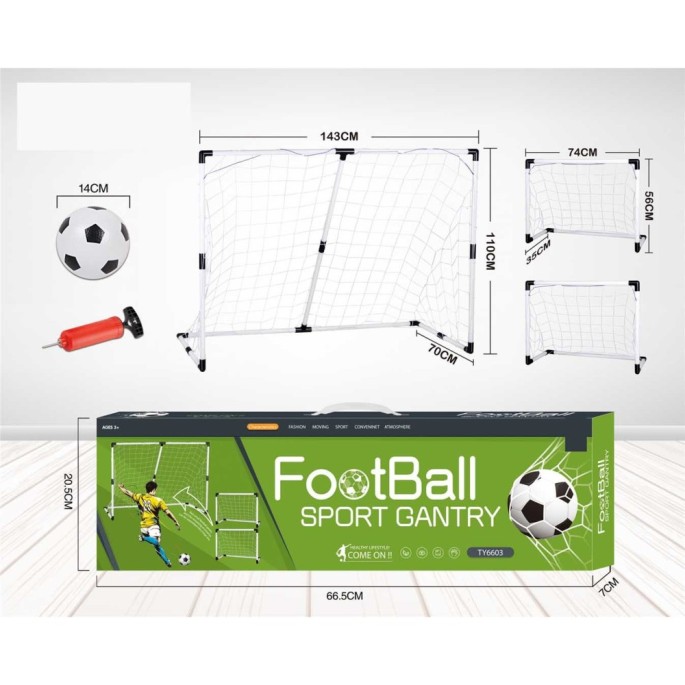 JOKO Sada Futbalové bránky - 1 veľká bránka 143cm alebo 2 malé bránky 2v1 + lopta + pumpa