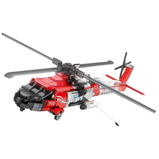 JOKO Technická Stavebnica Záchranársky Vrtulník HH-60J 1137ks 67cm, červený