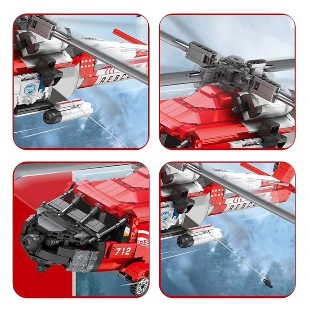 JOKO Technická Stavebnica Záchranársky Vrtulník HH-60J 1137ks 67cm, červený