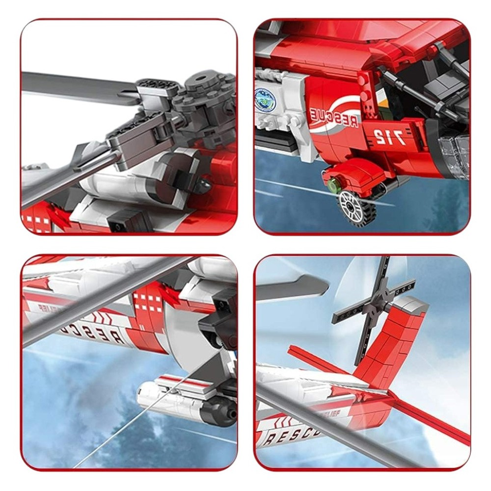 JOKO Technická Stavebnica Záchranársky Vrtulník HH-60J 1137ks 67cm, červený