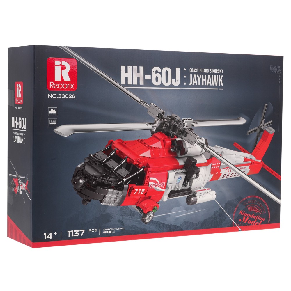 JOKO Technická Stavebnica Záchranársky Vrtulník HH-60J 1137ks 67cm, červený