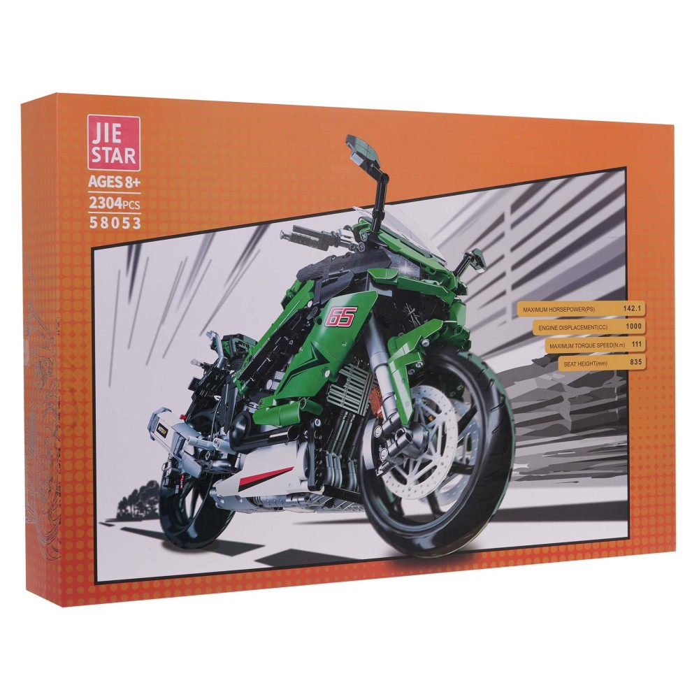 JOKO Mega Veľká Technická Stavebnica Motorka Kawasaki Ninja 1000SX 2304ks 50cm, zelená