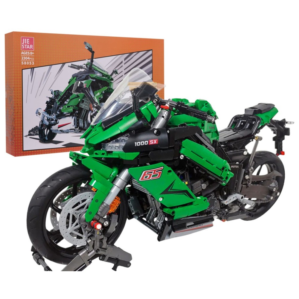 JOKO Mega Veľká Technická Stavebnica Motorka Kawasaki Ninja 1000SX 2304ks 50cm, zelená
