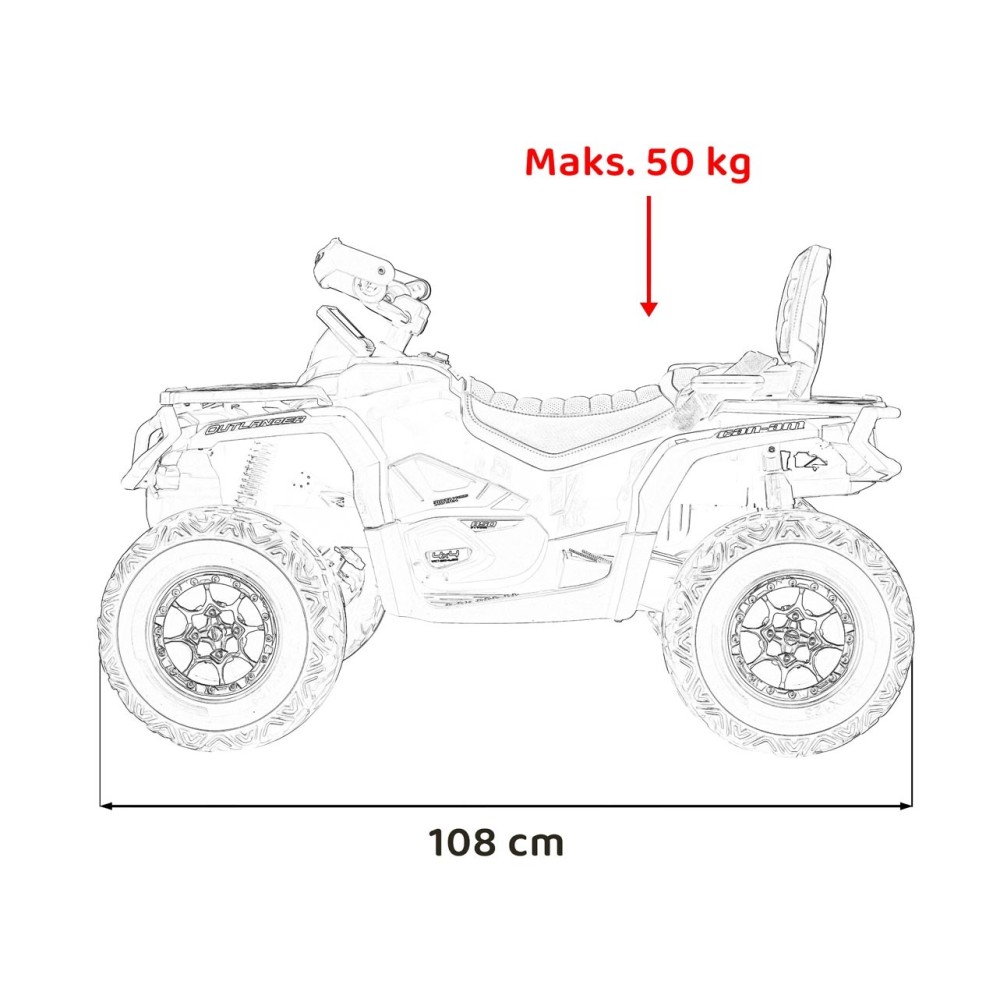 JOKO Elektrická Štvorkolka Can Am Outlander ATV 4x4, 4x200W penové kolesá, kožené sedadlo, nosnosť 50kg, čierna